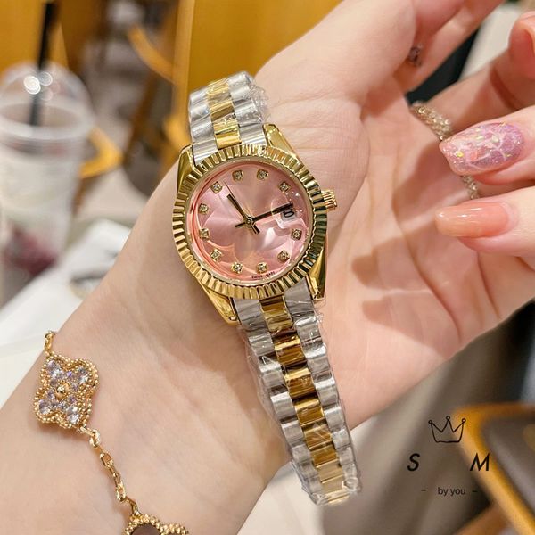 Luxury Womens Watch Top Brand 26mm Diamond Designer Auto Date Movement Lady Watchs Owatch da polso da polso di alta qualità in acciaio inossidabile Regalo di compleanno di Natale