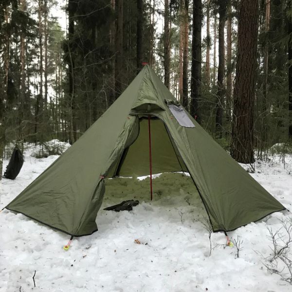 Schutzhütten Ultraleicher Pyramidenzelt Shelter mit Herd Hole Outdoor Camping Teepe 210T Qualität kariertes Stoff Winter Wander Rucksackzelt