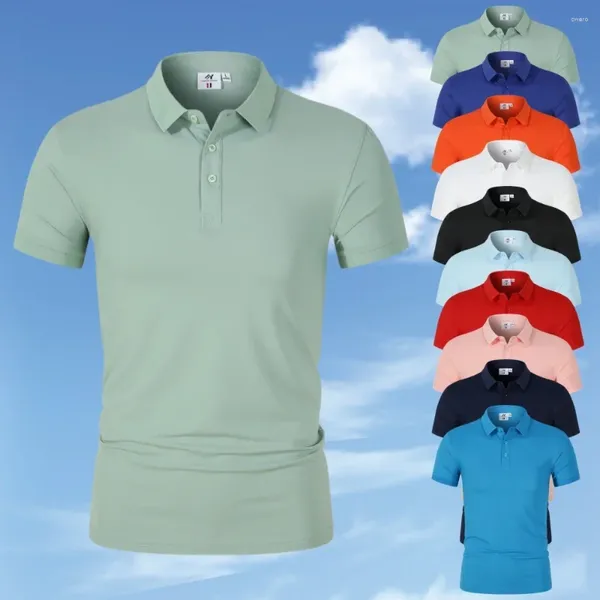 Erkek Tişörtleri Yaz Erkekler Polo Gömlek Günlük Kısa Kollu Yüksek Uçlu Örme T-Shirt Yakası Deli Dekorasyon Tasarım Moda Nefes Alabilir