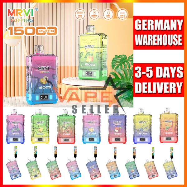 Alemanha Local Warehouse Vapes mrvi bufando 15000 buffs descartáveis e cigarro de cigarro 15k com tela digital Display de colapso 25ml carrinhos Big Vapor vs ibou vozol