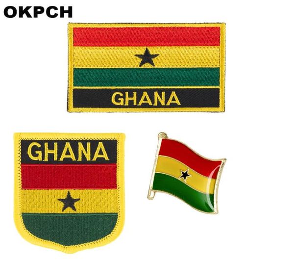 Crachá de patch de bandeira de Gana 3pcs Um conjunto de manchas para roupas decoração diy pt008433512561