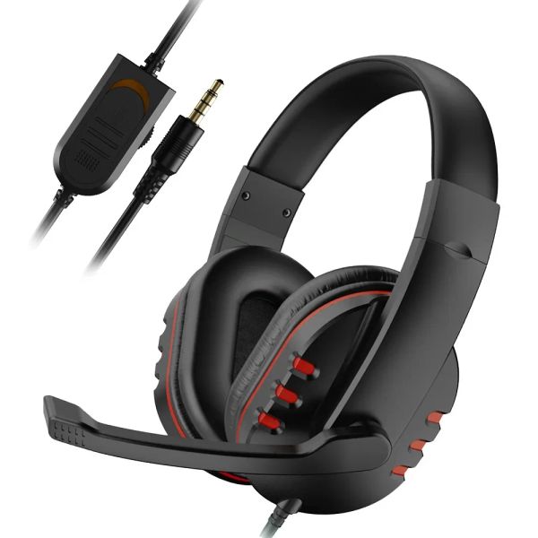 Fone de ouvido/fone de ouvido de fone de ouvido de 3,5 mm de fone de ouvido com fio com fio de fones de ouvido para PS4 Play Station 4 Game PC Chat Computador com microfone