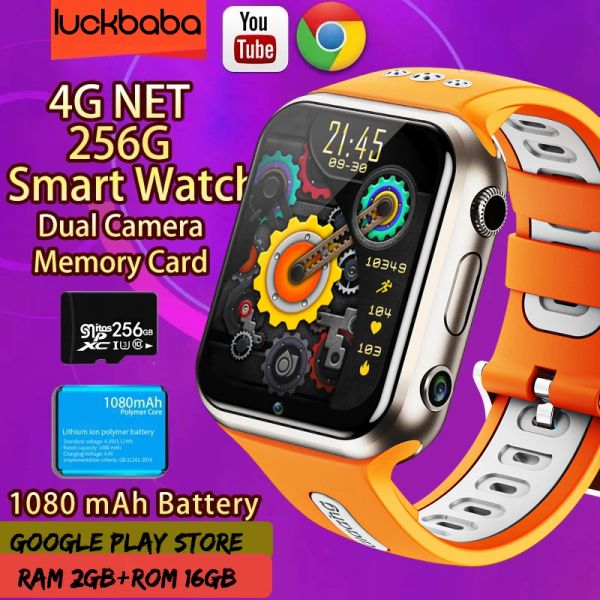 Android 9.0 Smart 4G GPS Tracker Locate Kid Students Uomini Dual Camera SOS Call Monitor Smartwatch Google Play Phone Watch