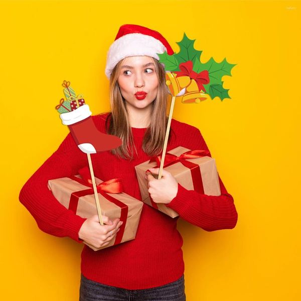 Decorazione per feste Tema natalizio Po Booth Puntelli Carta di corna di Babbo Natale Calza modello Maschera Adulti Decorazioni per bambini