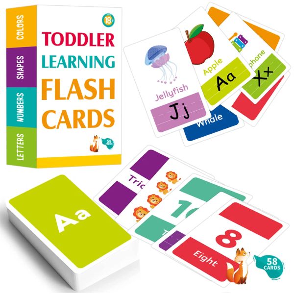 58pcs alfabeto flashcard apprendono le lettere ABC colori numerici animali di vista parole di apprendimento giocattoli