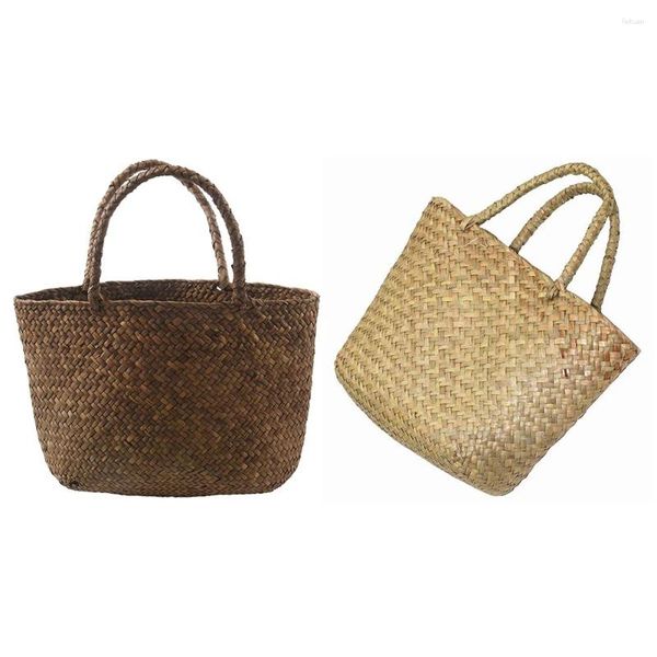 Солога повседневная соломенная сумка натуральные плетеной сумки для женщин, плетеные сумочка, женское классическое летнее пляжное морское плечо
