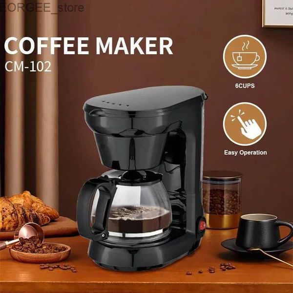 Cafeteiras Máquina de café elétrica 750ml/6 xícara com função de isolamento Vidro de quilate Um botão Operação preta y240403