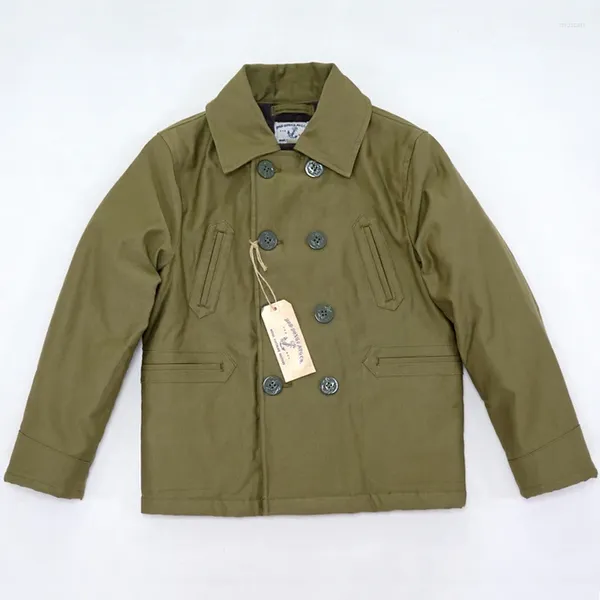 Мужские куртки BOB DONG 740, двубортное полупальто, зимняя шерстяная подкладка, мужская куртка-бушлат