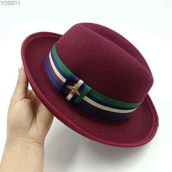 Largura chapé o balde capeau hat femme masculino francês sentiu casamento jazz branco atacado toubat porkpie sombrero hombre yq240403