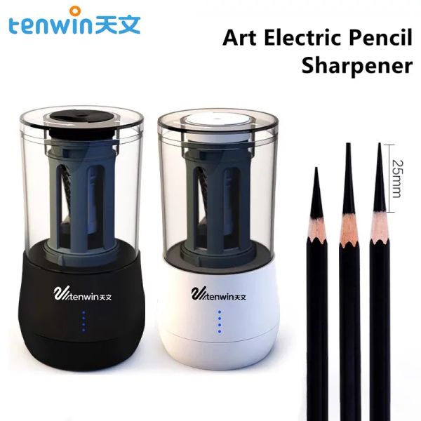Приостановка Tenwin Art Professional Electric Pencil Prortener USB Зарядка студентов Автоматическая точилка для карандашей канцелярских товаров.