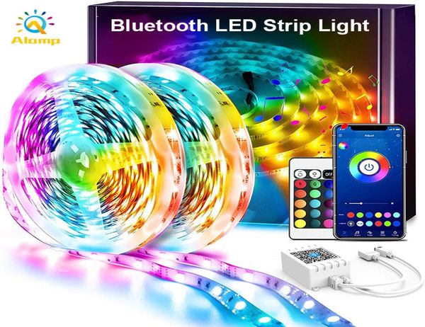 164ft 328ft 50ft LED -Streifenleuchten Bluetooth App Control RGB 5050SMD DC12V Flexible Smart Strips Bandlicht mit Adapter2692772