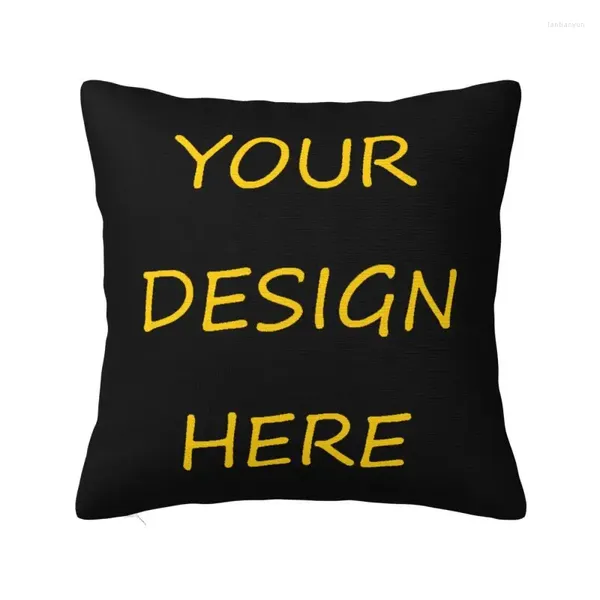 Pillow Custom Ihr PO -Logo Text Druckkoffer Design Hier DIY Nordic Cover Square Pillowcase