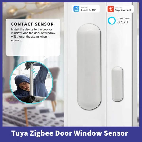 Controllo Tuya Zigbee Finestra della porta magnetica Sensore wireless Mini connessione Smart Home Detector wireless Door Door Magnetic Automation Magnetic