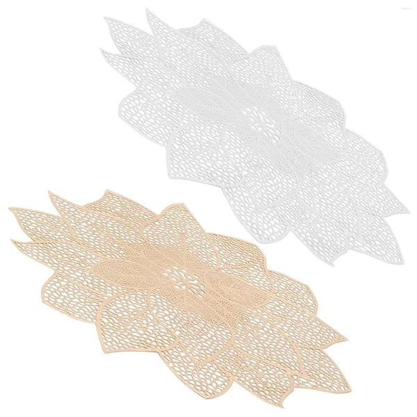 Tischmatten 2pcs hohles Design placemat dekorative Blumenform auf Hitzeresistenten Kissen