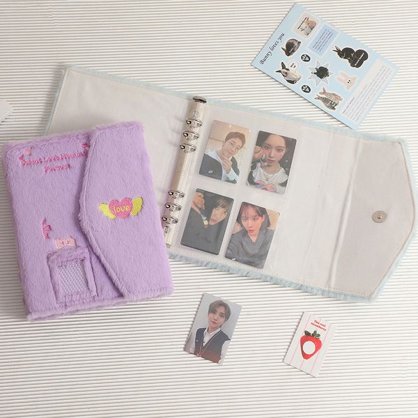 Plush A5 Porta del supporto fotocardo KPOP Binder Instax Mini Foto Album per fotografie Raccogli il libro delle carte idolo della Corea Scrapbook