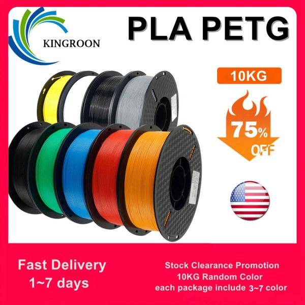 Fotografia Kingroon Promoção de liberação de estoque de 10 kg filamento PLA 1,75 mm 1kg/roll cor aleatória material 3D Material PETG PLA Frete grátis