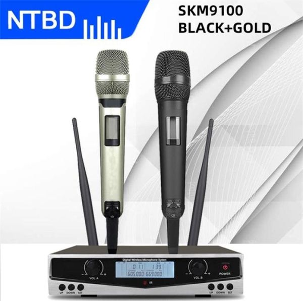 NTBD SKM9100 Stage Performance Home KTV Sistema di microfono wireless doppio professionale UHF di alta qualità Dinamico a lunga distanza 2106104833038