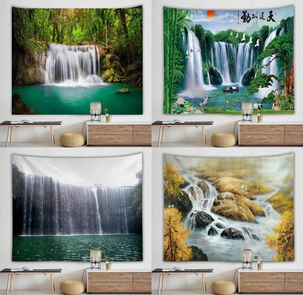 Tapestres riacho florestal tapeçaria 3d toalha de praia cachoeira paisagem bela pintura