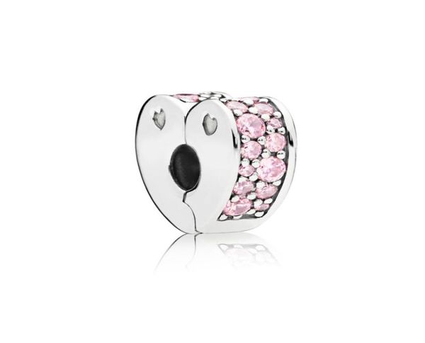 Otantik 925 Sterling Gümüş Boncuklar Takılar Pembe Açık Arklar Aşk Kalp Kilit Durdurucu Boncuk Uygun Cazibe Bilezik Diy Winsome J4725784