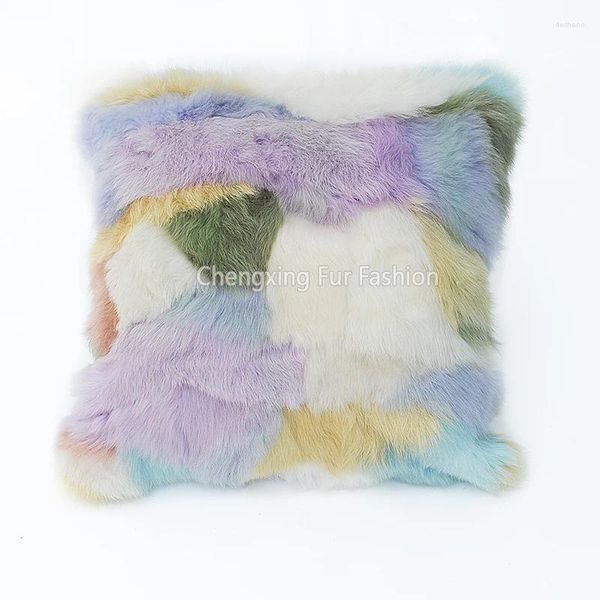 Cuscino CX-D-177 Prodotti Patchwork Fashion Colours misto vera divano di divano in pelliccia di agnello di pecora
