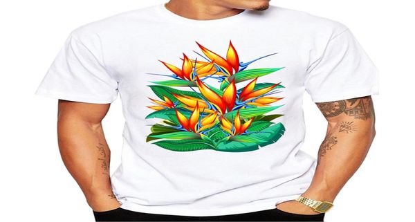 Yeni moda baskılı tshirt serin yaz gömlek markası moda beyaz tshirt rahat üstler cennet kuşu çiçek egzotik doğa5006743