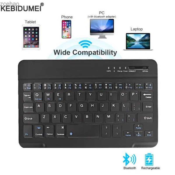 Klavyeler 7/10 inç Bluetooth Klavye Kablosuz Klavye Bluetooth Mini İngilizce Rus Klavye Şarj
