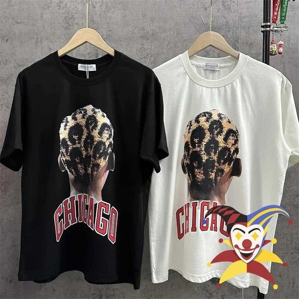 Erkek Tişörtleri Chicago Ih Nom UH NIT Leopar Baskı Saç Tişörtlü Erkek Kadınlar Büyük Boy Tees Yaz tarzı T-Shirt J240402