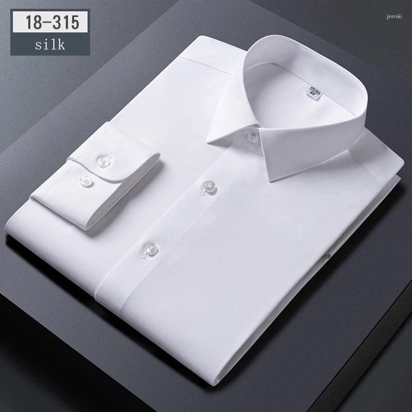 Camicie da uomo camicie di lusso hight-qulity seta seta piena per uomini snello camicia formale formale a maniche bianche morbide affari da ufficio abiti da ufficio affari