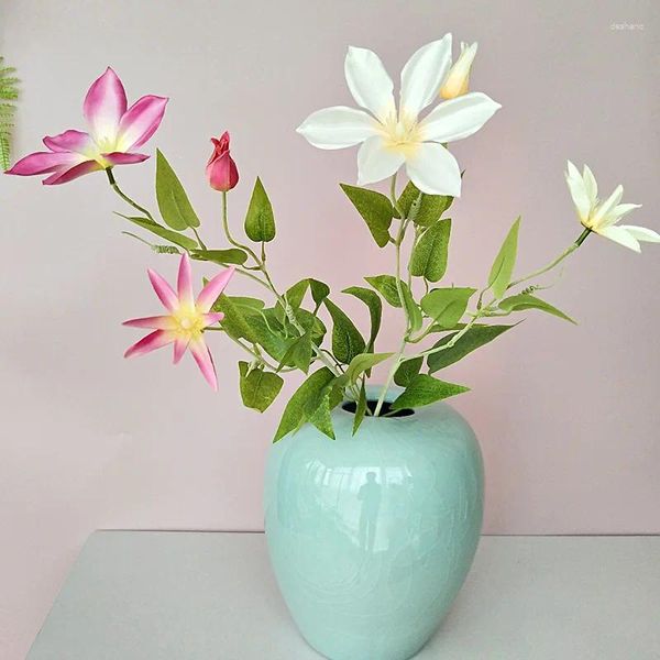 Dekorative Blumen Hochwertige simulierte Pflanze Seide gefälschte Blumenstrauß Haus Hochzeitsdekoration Materialien Vase Arrangement El Diy modern