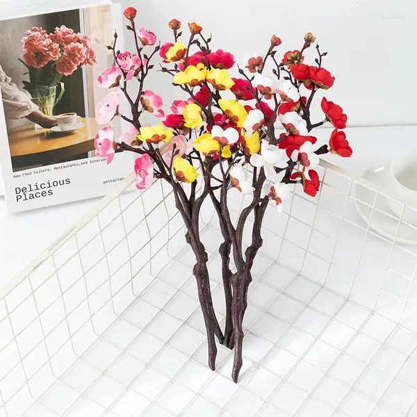 Flores decorativas Plum artificial Blossom Peach Simulação clássica chinês Decoração da família de flores Parede de casamento Fake Fake