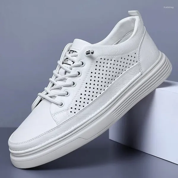 Sapatos casuais primavera e outono de couro de vaca oxford masculino branco respirável espessa soluína genuína