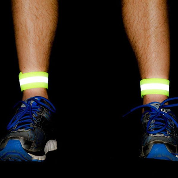2pcs de alta visibilidade braçadeiras de faixas de tornozelo elasticadas refletidas na corrida de braçadeiras de pulseiras faixas refletores de tiras de segurança banda de segurança