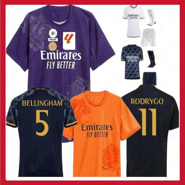 23 24 Bellingham Vini Jr Reals Madrids Soccer Jersey Mbappe Kid Kit 2023 2024 Home Away Theric Y3 Purple Football Shirt Supercopa Финал Modric Rodrygo вратарь