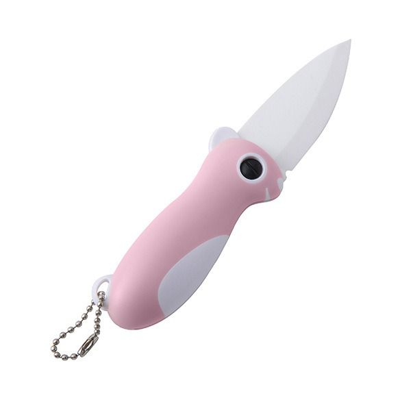 Mini -Pocket Ceramic Dolding Paring Knife com Calhas de utilidade multifuncional Keyring