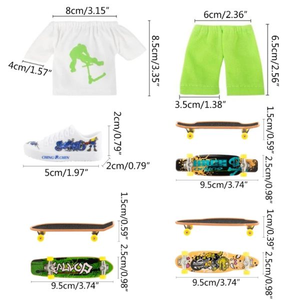 Finger -Skateboard mit Schuhen Mini -Roller Fingerspielzeugset Fingerboard Schuhe und Hosen Finger Skate Board Mini Skateboard Dropship