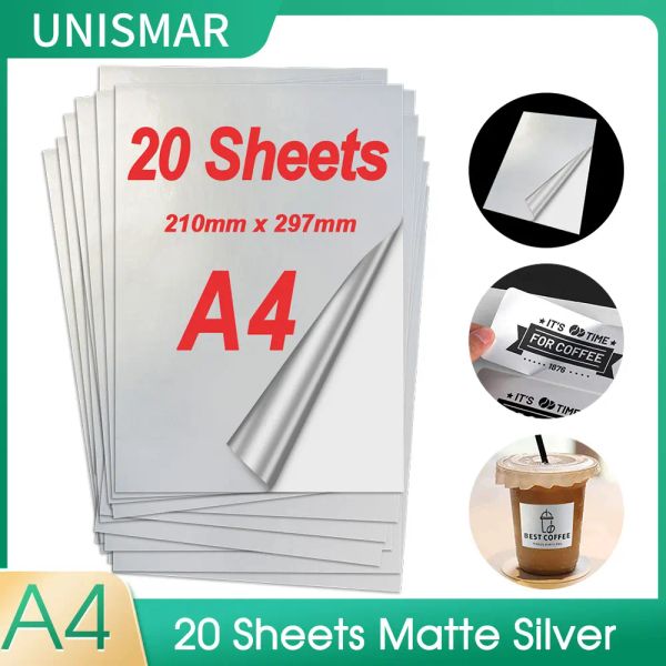 Messer 20 Blätter Haustier Matt Sier A4 Printable Vinyl Aufkleber Papier Selbstkleber warterproofes DIY -Etikett Tintenstrahldruckerdruckpapier selbstklebend