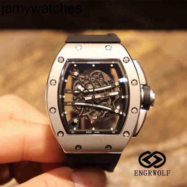 Data Richardmill Luxury Watch Mens Mechanical Wristwatch Wine Barrel RMS61-01 Série 2824 Titanium Black Tape Men