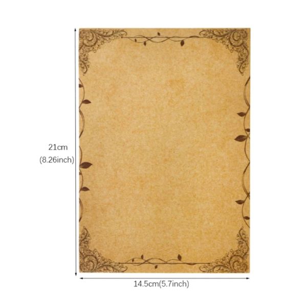 8 peças Kraft Writing Paper 8 Padrões Vintage Floral Writing Papens Papers Brown A5 Paper Double-side Double-side