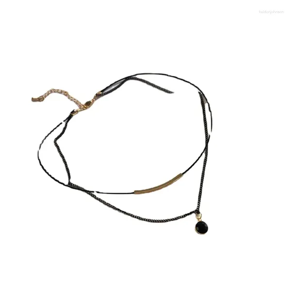 Anhänger Halsketten Modeschmuck Halskette Geschenk 2024 Design Metallrohr Schwarz Für Frauen Geschenke