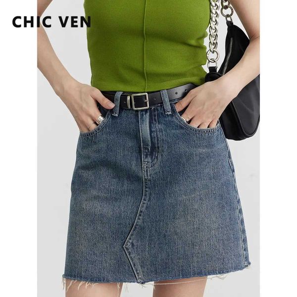 Urban Sexy Kleider Chic Ven Frauen Röcke Retro Mini A-Line Split Raw Edge Jeans Kurzrock für Mädchen Modedesign Damen Kleidung Sommer 2023 240403