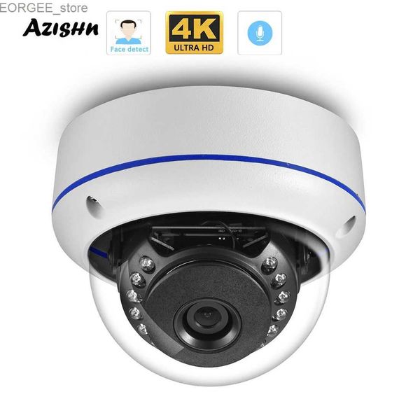 Outras câmeras CCTV Azishn 2,8 mm de larga ângulo de largura Vandal prova de 8mp 4K Câmera IP cúpula de metal Detectar áudio H.265+ 5mp 4mp Poe Human AI CCTV Security Cam Y240403