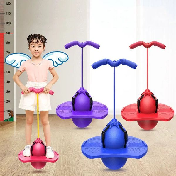 Esportes jogos ao ar livre brinquedos infantis bola com alça e bomba em plataforma bouncy salto bola de Pogo para crianças 240327