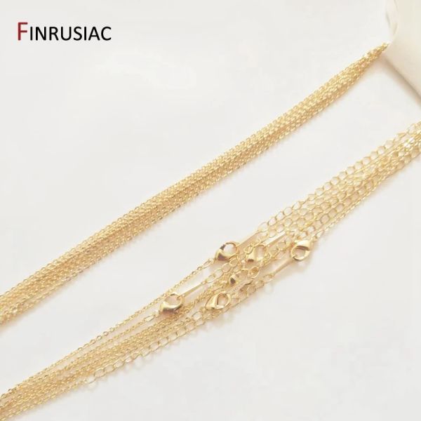 Componentes de 1,4 mm de espessura de 50 cm de comprimento de ouro real banhado de ouro para fabricação de colar, jóias DIY produzindo cadeia por atacado