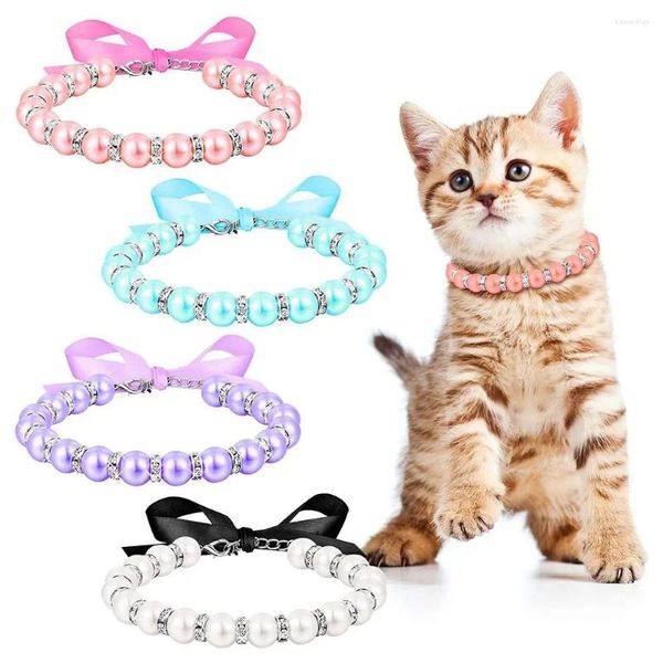 Собачья одежда 2pcs Pet Fashion Coller Puppy Cat Pearl Accessories Accessories Love Diamond Pets Dogs Cats украшения украшения