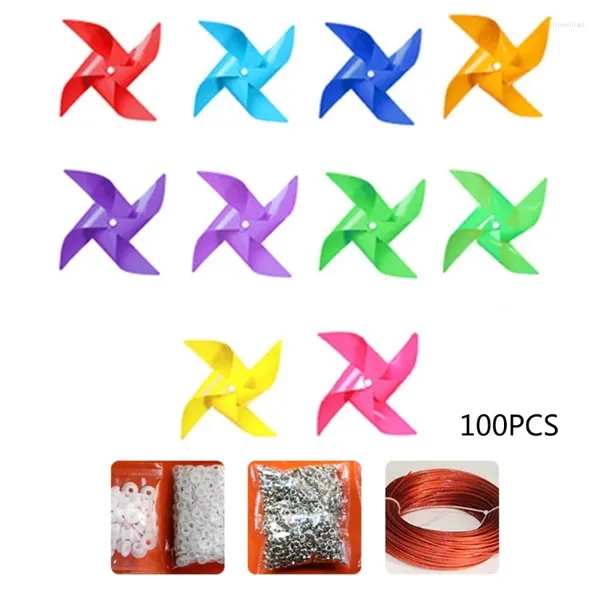 Decorações de jardim 100pcs moinho de vento 30m encraamento de arame de resistência à prova d'água dano de resistência à prova de brinquedo de brinquedo de grama plástica do presente de decoração