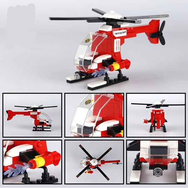 2023 Новый MOC Firefighter Helicopter Series Series Series Build Blocks Blocks Bricks Kits Classic Model