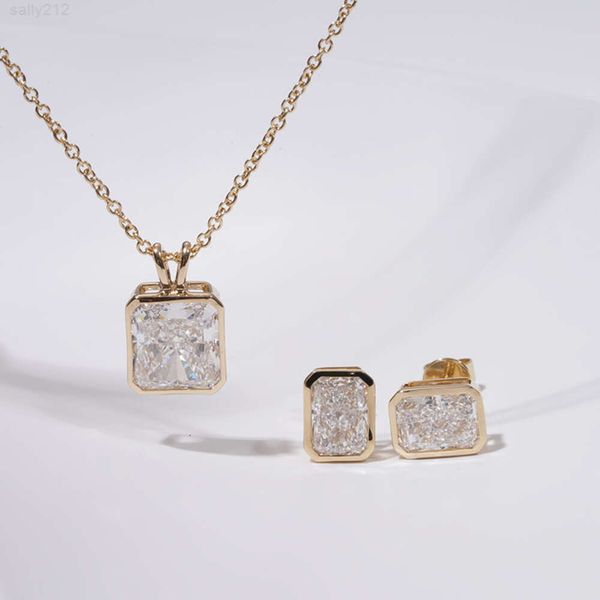 Gioielli fine Starsgem 14K Gold Giollo CVD Cut Cut Lab Crown Diamond Collana e stallone Orecchini Set di gioielli