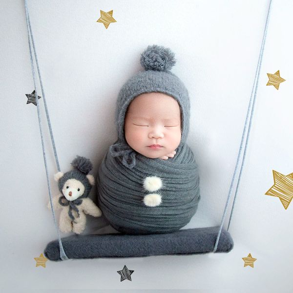 Фотография PW Props Pompom Hat Toy Set Newborn Photography Pops