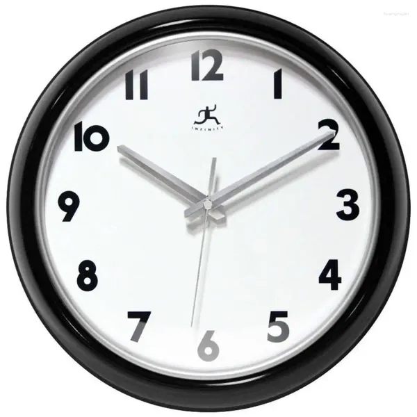 Настенные часы, современные черные, серебряные круглые часы, бесшумный кварцевый механизм, аналоговый, для дома, необходима 1 батарея, товар 2468546