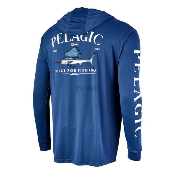 Camisetas masculinas pelagic vestem roupas de pesca verão masculino ao ar livre de manga comprida peixe usa proteção solar protetível com capuz de capuz 2443